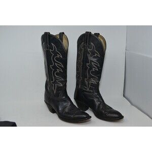 Hondo Boots‎ Men's Western Boots - Round Toe Size 7.5 A black leather Cowboy